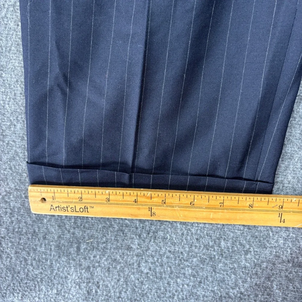 Lauren Ralph Lauren Mens 44R Navy Blue Pinstripe 100% Wool 3-Button Suit 38X30